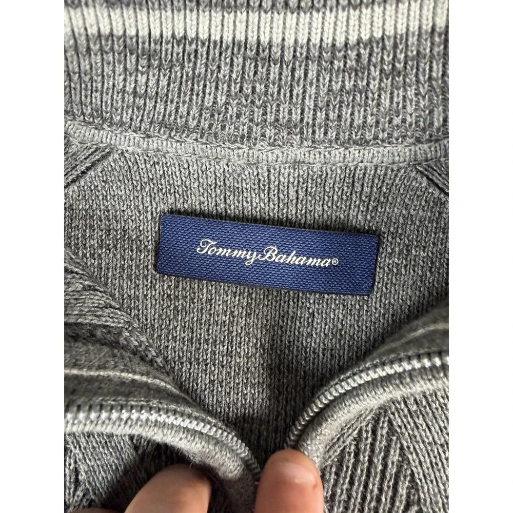 Tommy Bahama Men's Napa Ridge 1/4-Zip‎ Warm Cotton Jacquard Diamond Knit Sweater